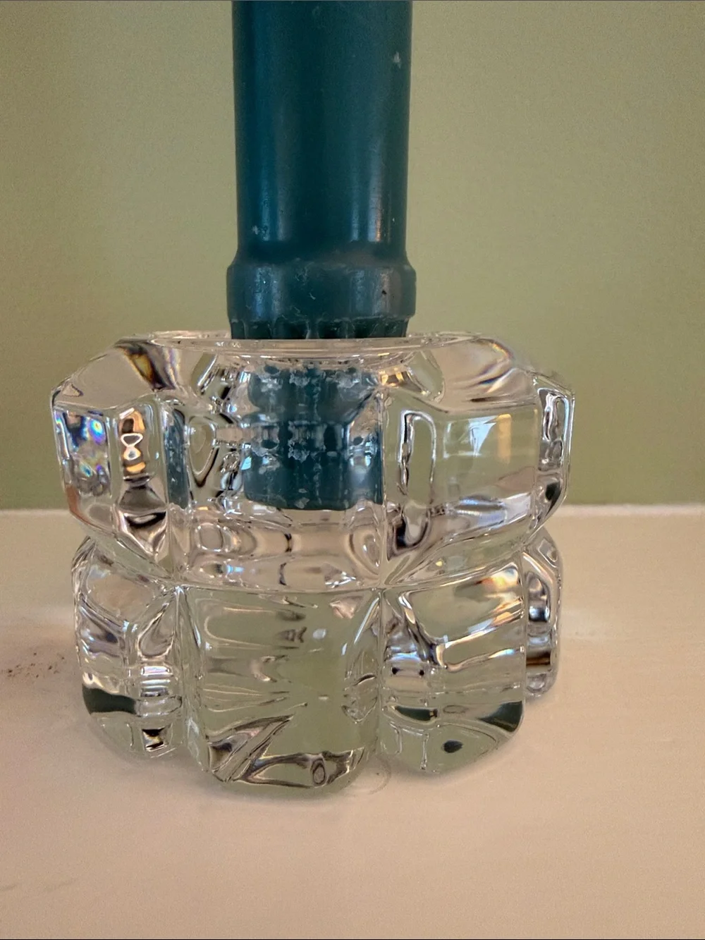 VNTG Mikasa Reflections Pattern Set of 2 Glass Candle Holders